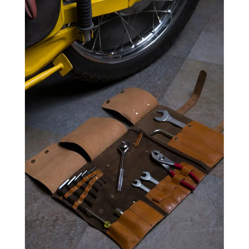Trousse à outils en cuir pour moto Trip Machine
