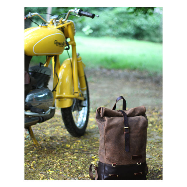Sacoche de moto / sac à dos Trip Machine Vintage Leather 15L