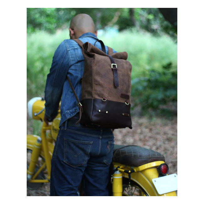 Sacoche de moto / sac à dos Trip Machine Vintage Leather 15L