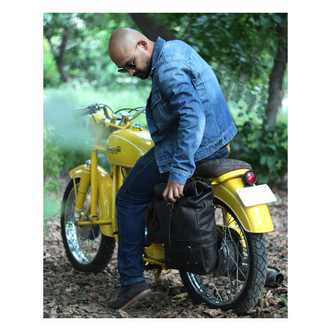 Sacoche de moto / sac à dos Trip Machine Vintage Leather 15L