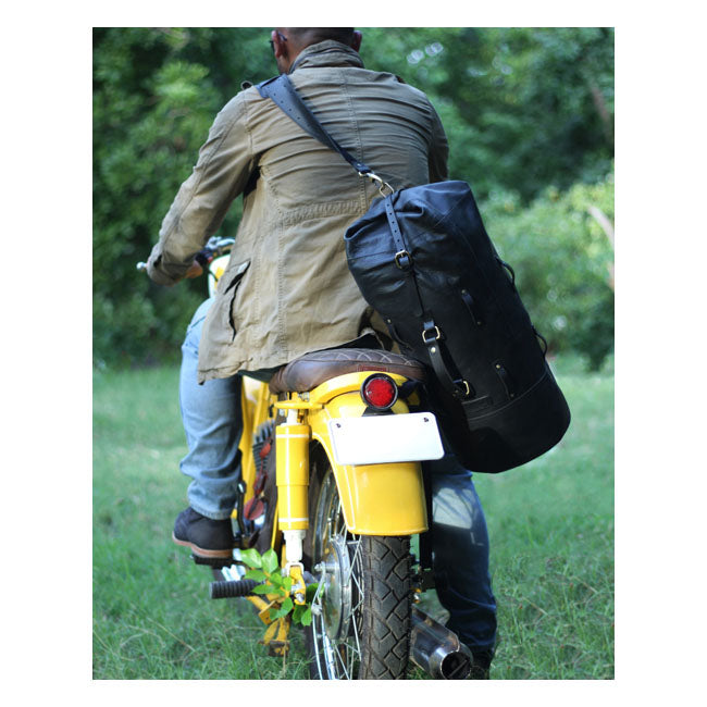 Sac de voyage vintage en cuir militaire pour moto Trip Machine