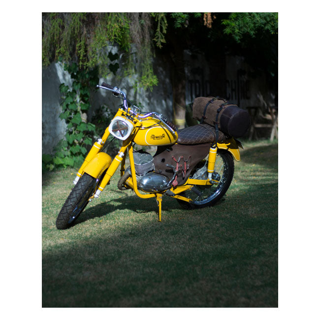 Sac de voyage vintage en cuir militaire pour moto Trip Machine