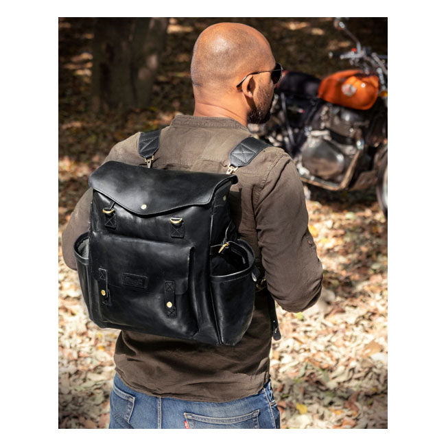Sacoche / sac à dos de moto Trip Machine Vintage Leather Outlander en cuir vintage