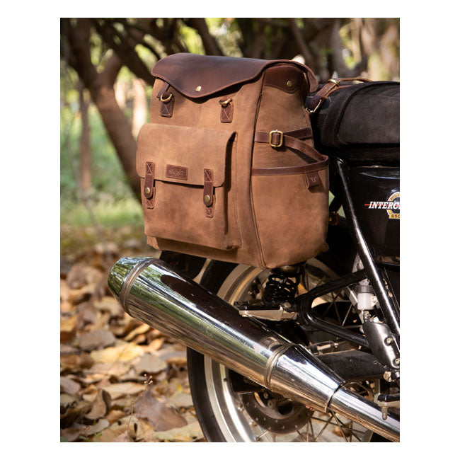 Sacoche / sac à dos de moto Trip Machine Vintage Leather Outlander en cuir vintage