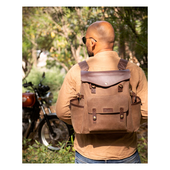 Sacoche / sac à dos de moto Trip Machine Vintage Leather Outlander en cuir vintage