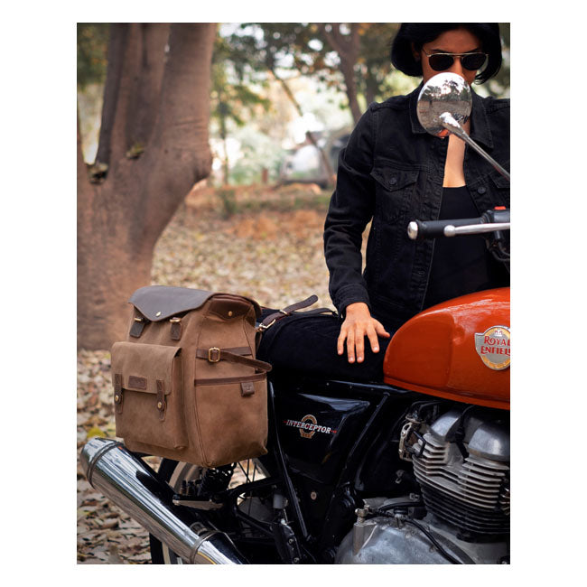 Sacoche / sac à dos de moto Trip Machine Vintage Leather Outlander en cuir vintage