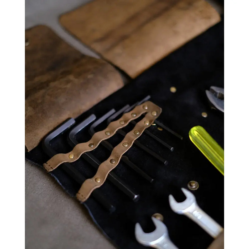 Trousse à outils en cuir pour moto Trip Machine