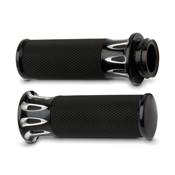 Arlen Ness Fusion Billet Deep Cut Grips HD Black