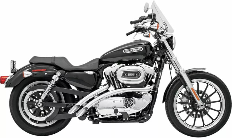 Bassani Sweeper Radial Exhaust System for Harley 86-03 XL Sportster / Chrome with chrome heat shields  - Customhoj