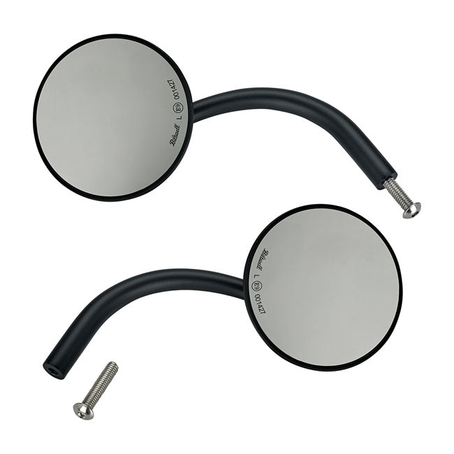 Biltwell Utility Motorcycle Mirror Set Round Perch-Mount Black