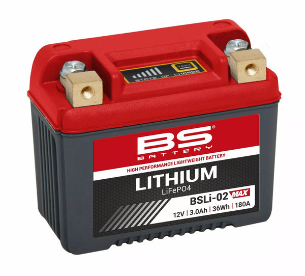 BS Battery High Performance Lithium LiFePO4 Motorcycle Battery BSLI-02 MAX (3AH / 180CCA / 0.9KG / 114x70x85mm)