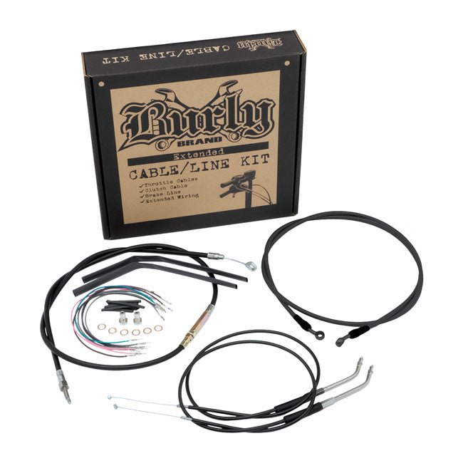 Burly Apehanger Cable/Line Kit for Softail 11-14 FLST/C/F/N (non-ABS) / Black / 16"