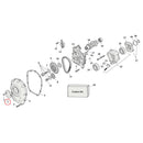 Cam Drive / Cover Parts Diagram Exploded View for Harley Milwaukee Eight 2) 17-23 M8. Chrome Point cover / Timing cover incl. Screws.