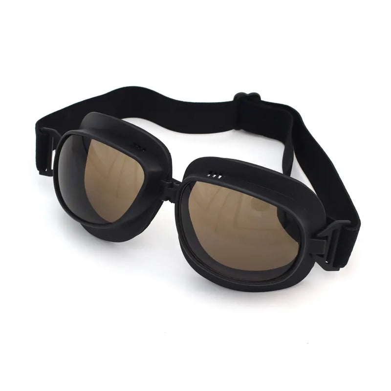 Cavalero Old School Classic Vintage Motorcycle Goggles Black / Tinted