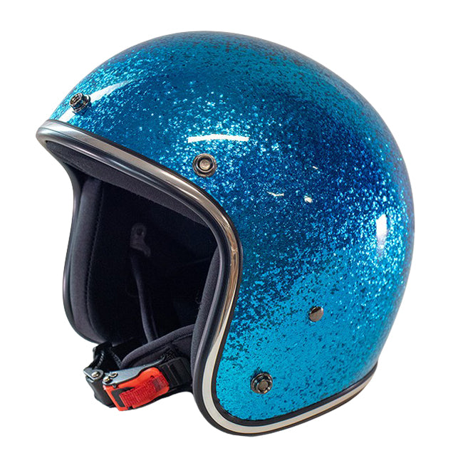 Cavalero Slimline Super Flake Low Profile Open Jet Helmet Blue / S (53-54cm)