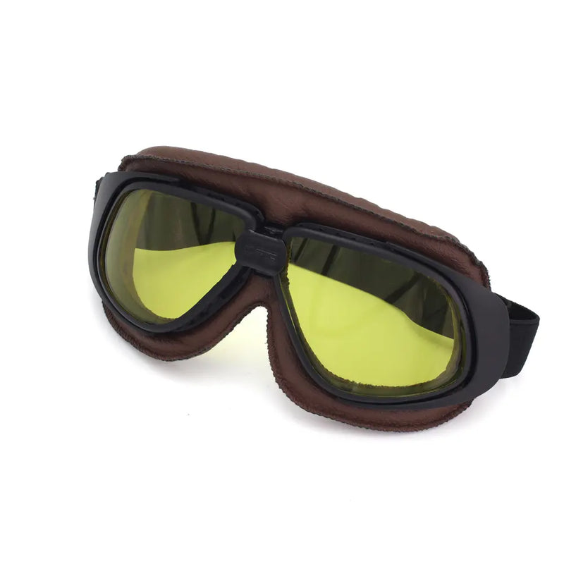 CRG Speed Classic Vintage Motorcycle Goggles Brown / Yellow