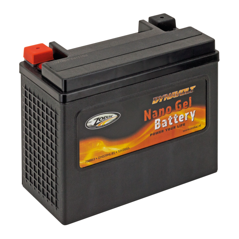 Dynavolt Nano Gel Motorcycle Battery for Harley 91-24 Softail (YTX20L-BS / 65989-90B, 20AH, 450CA, 360CCA)