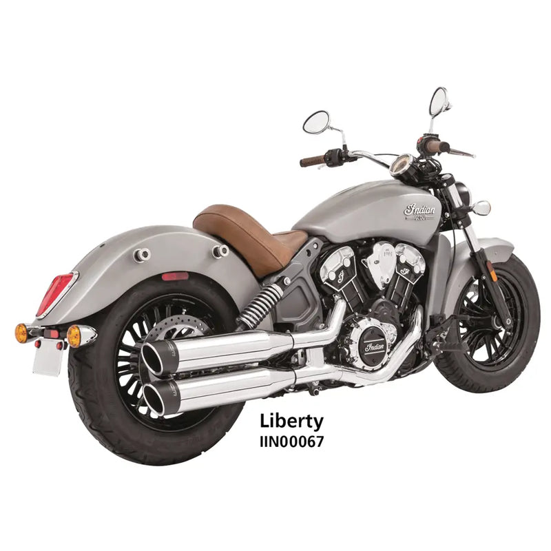 Freedom Performance 4" Slip-On Mufflers for Indian 14-24 Scout / Chrome / Chrome Liberty End Caps  - Customhoj
