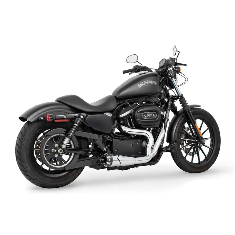 Freedom Performance Shorty American Outlaw 2-into-1 Exhaust for Harley 04-22 XL Sportster / Chrome / Sculpted Black  - Customhoj