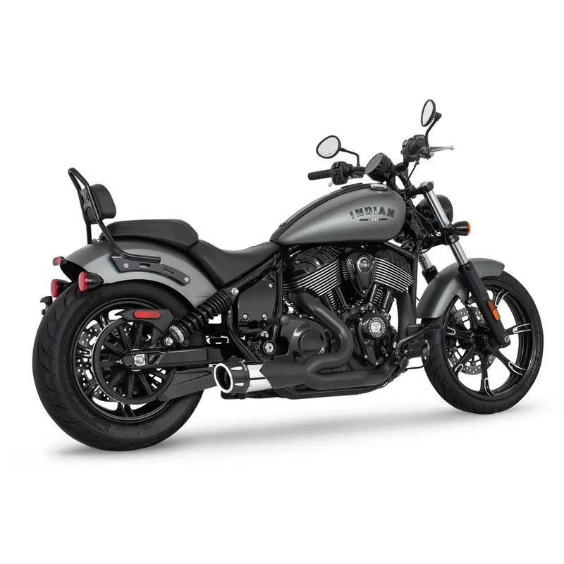 Freedom Performance Shorty Combat Fluted 2-into-1 Exhaust for Indian 22-25 Chief / Black/Chrome / Sculpted Black  - Customhoj