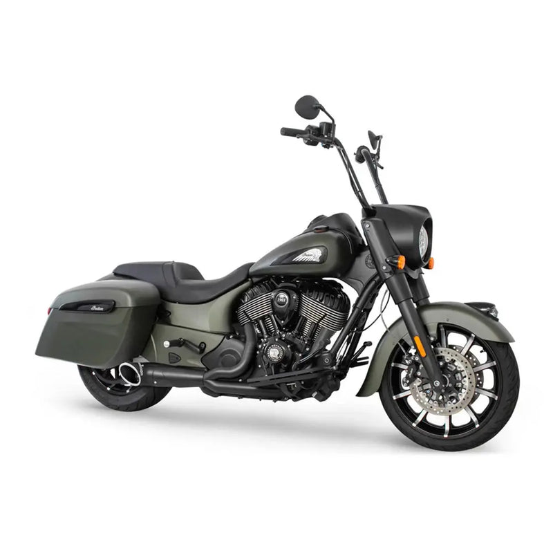 Freedom Performance Shorty Turn Out Slash Cut 2-into-1 Exhaust for Indian 14-25 Roadmaster / Springfield / Black / Sculpted Black  - Customhoj