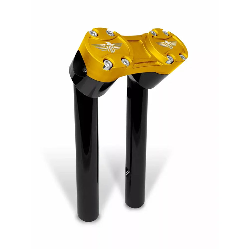 Heinz Bikes Clubstyle Pullback Aluminium Fat Bar Handlebar Risers Black / Gold / 8" (20.3cm)