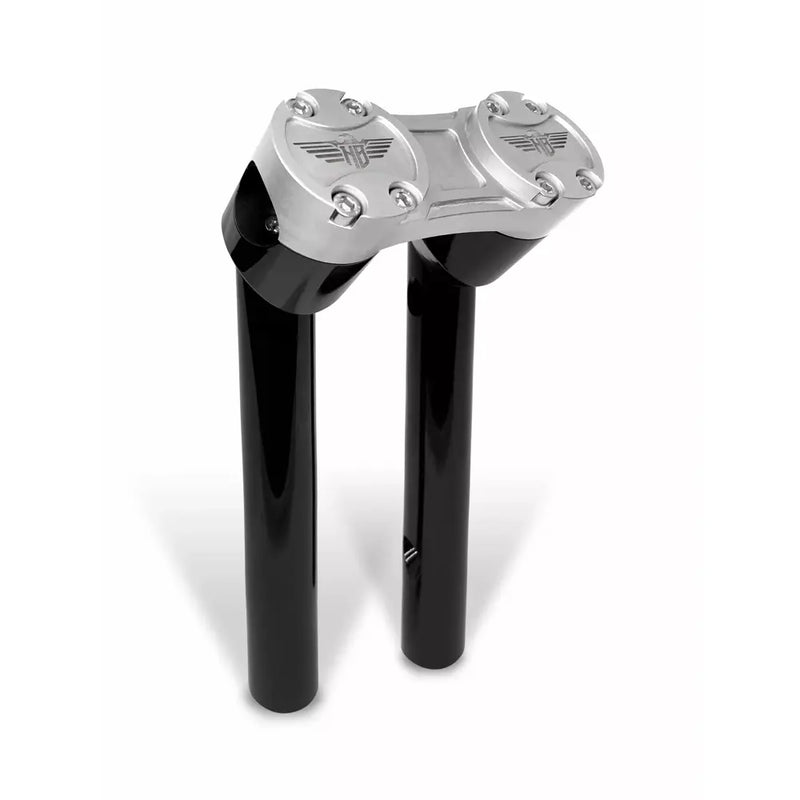 Heinz Bikes Clubstyle Pullback Aluminium Fat Bar Handlebar Risers Black / Silver / 8" (20.3cm)