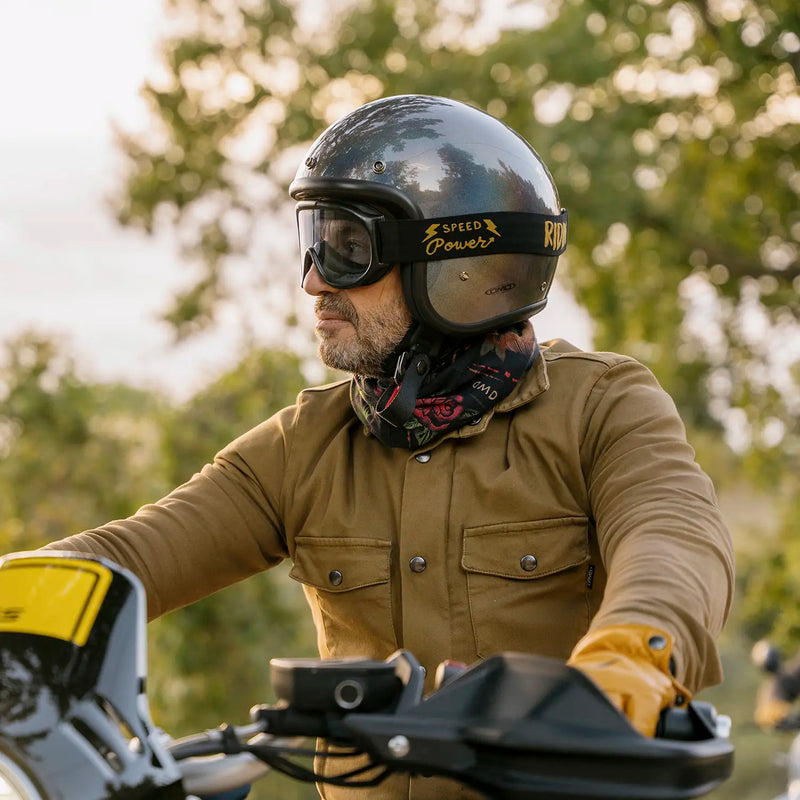 DMD Casque de moto ouvert rétro métallisé