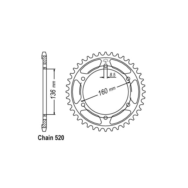 JT Sprockets Rear Sprocket Aprilia 600 Pegaso 92-93 JT Rear Sprocket for Aprilia Customhoj