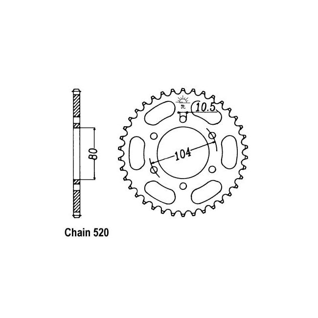 JT Sprockets Rear Sprocket Kawasaki ZX550A1/6 (GPZ-Unitr.) 84-92 JT Rear Sprocket for Kawasaki Customhoj