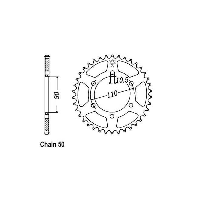 JT Sprockets Rear Sprocket Yamaha XS650 75-78 JT Rear Sprocket for Yamaha Customhoj