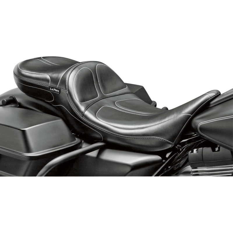 Le Pera Maverick Daddy Long Legs Extended Seat for Harley 08-25 Touring (excl. 23-25 CVO; 24-25 Road Glide / Street Glide) / Stitched Black / Without backrest  - Customhoj