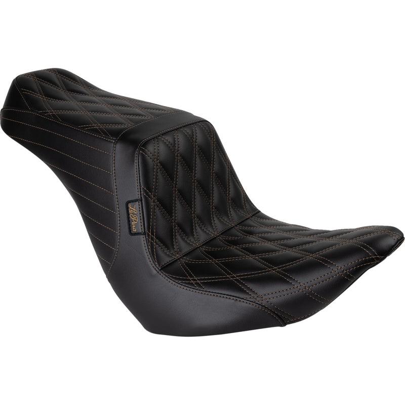 Le Pera Tailwhip Up Front 2-Up Seat for Harley 18-25 Softail Sport Glide & Low Rider / S / ST / Double Diamond Black / Chestnut  - Customhoj