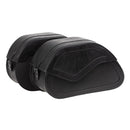 Ledrie Reinforced Rigid Leather 54L Motorcycle Saddlebag Set Black  - Customhoj