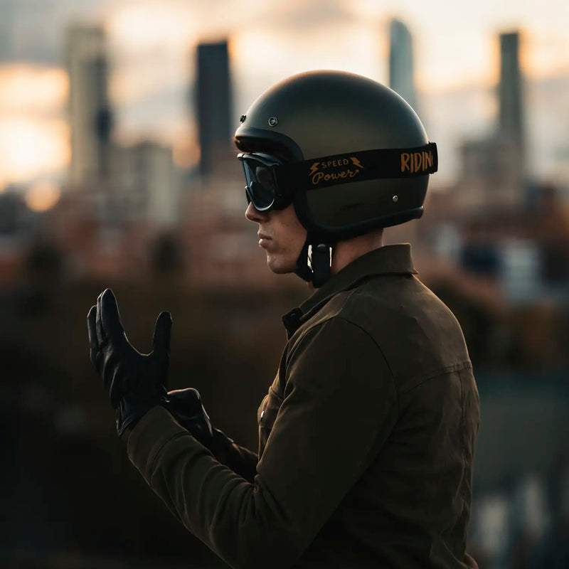 DMD Casque de moto ouvert rétro métallisé