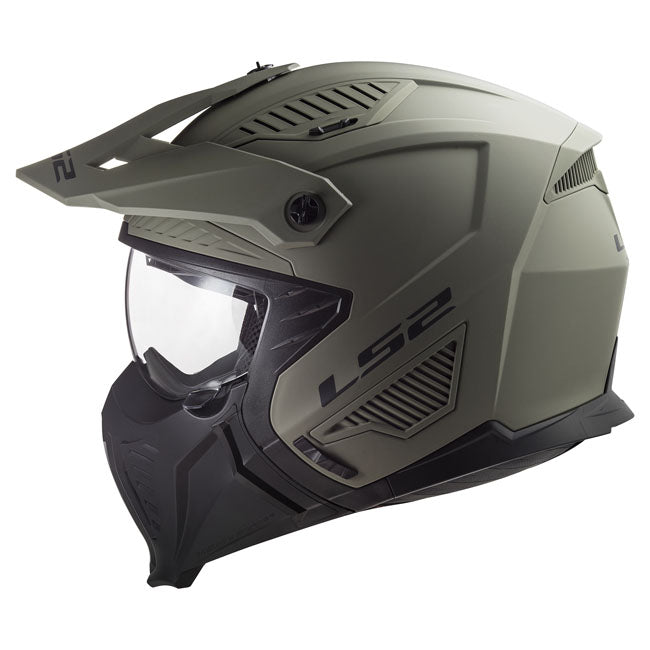 LS2 Drifter Modular Motorcycle Helmet Matte Olive / Sand / S (55-56cm)  - Customhoj