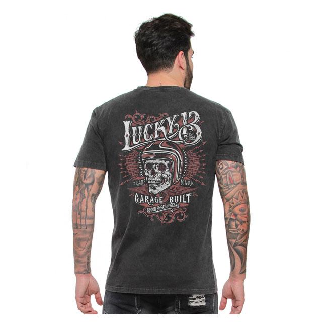 Lucky 13 T-shirt Lucky 13 Skull Built T-Shirt Customhoj
