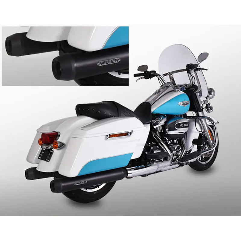 Miller Arlington Euro 4 Slip-On Mufflers for Harley 17-20 Touring (107" engine) / Matte Black / Tapered Matte Black  - Customhoj