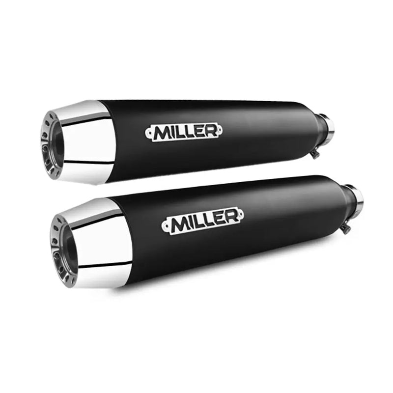 Miller Independence Euro 4 Slip-On Mufflers for Harley 18-20 Softail Breakout (107/114" engine) / Matte Black / Tapered Polished  - Customhoj