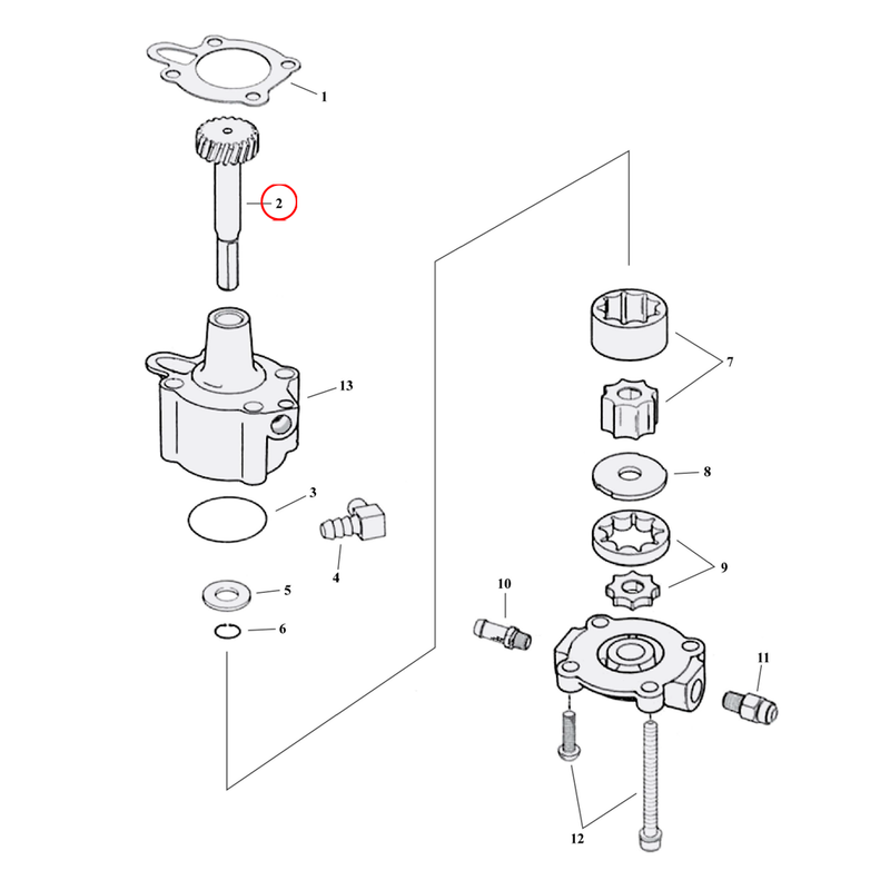 Oil Pump Parts Diagram Exploded View for 91-22 Harley Sportster 2) 91-97 XL. Drive gear shaft, oil pump. Replaces OEM: 26488-91