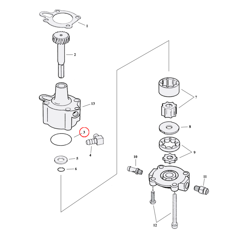 Oil Pump Parts Diagram Exploded View for 91-22 Harley Sportster 3) 91-22 XL. James o-ring, body to cover. Replaces OEM: 26434-91