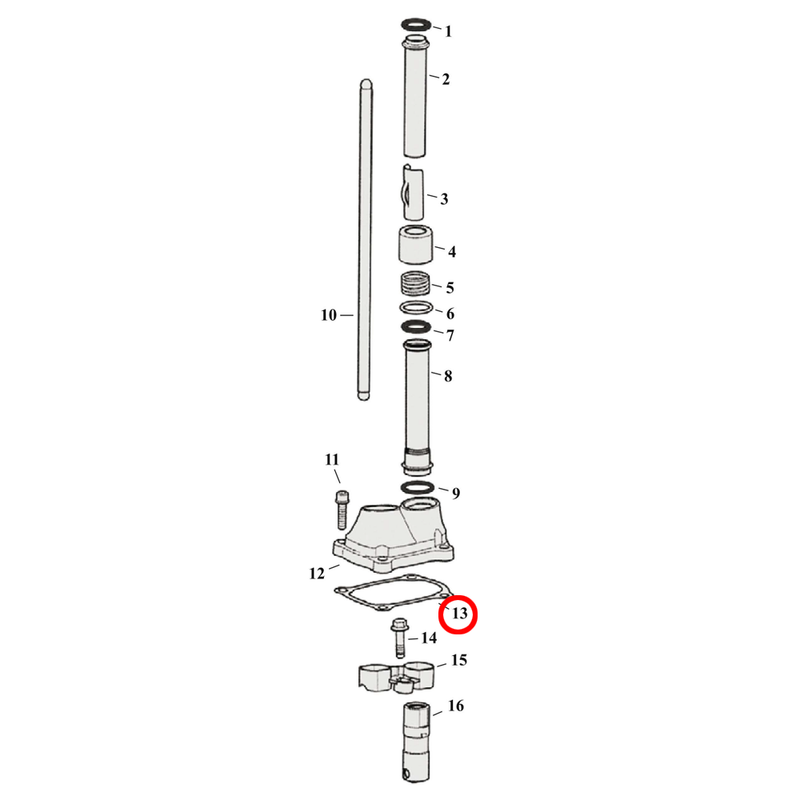 Pushrod Parts Diagram Exploded View for Harley Milwaukee Eight 13) 17-23 M8. James foamet gasket, tappet block cover (set of 2). Replaces OEM: 25700362