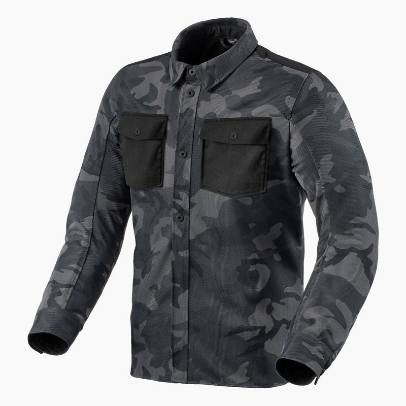 REV'IT! Tracer Air 2 Motorcycle Overshirt Camo Dark Grey / S