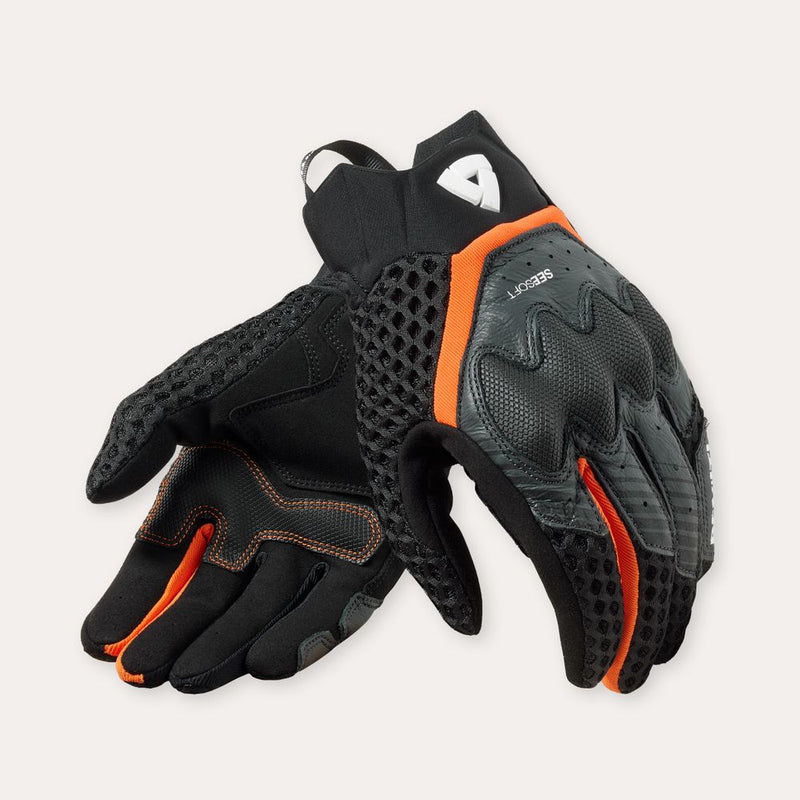 REV'IT! Veloz Motorcycle Gloves Black/Orange / S  - Customhoj