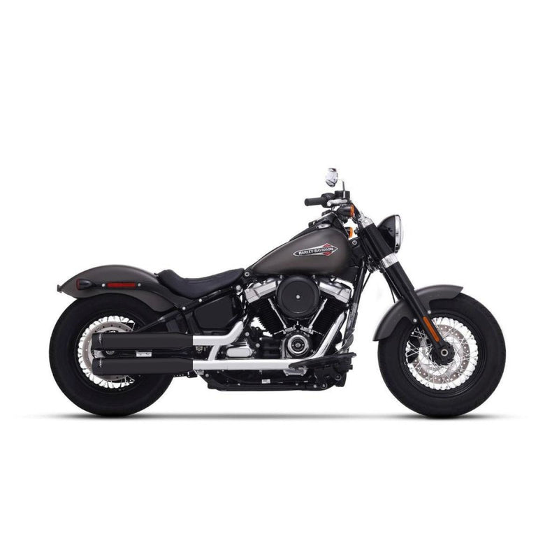 Rinehart 3.5" M8 Softail Slip-On Mufflers for Harley 18-24 FXBB / FXLR / FLSL / FXBR / FLFB (read note) / Black with black end caps