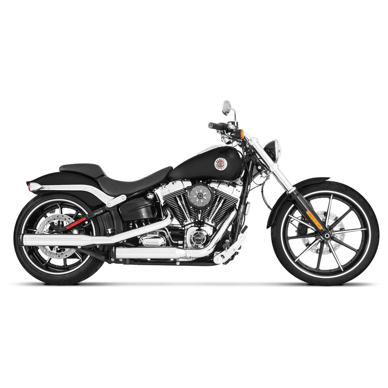 Rinehart 3" Twin Cam Duals Slip-On Mufflers for Harley 07-17 Softail FLSTC / Chrome with chrome end caps