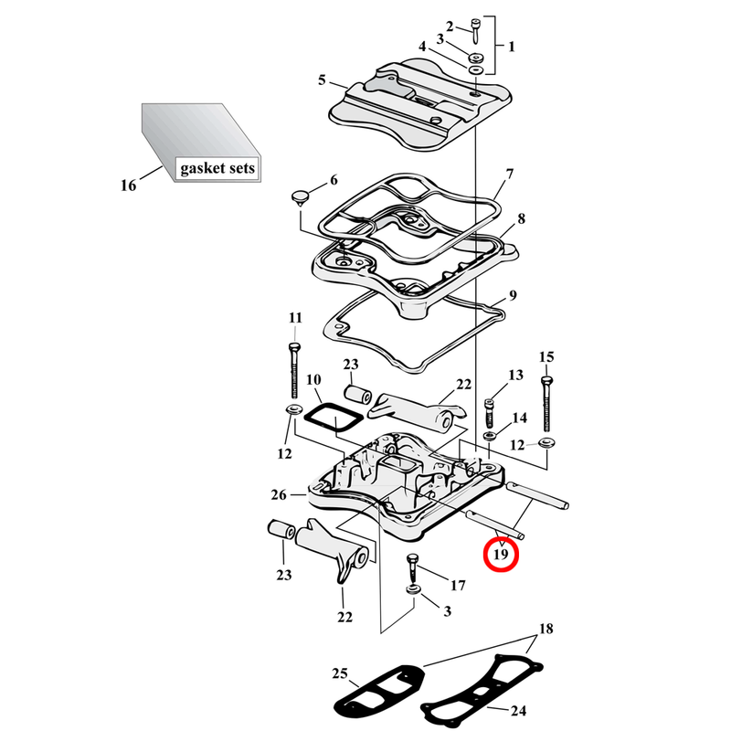 Rocker Box Parts Diagram Exploded View for 86-03 Harley Sportster 19) 86-03 XL. S&S rocker arm shaft. Replaces OEM: 17611-83