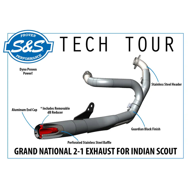 S&S Grand National 2-into-1 Exhaust System for Indian