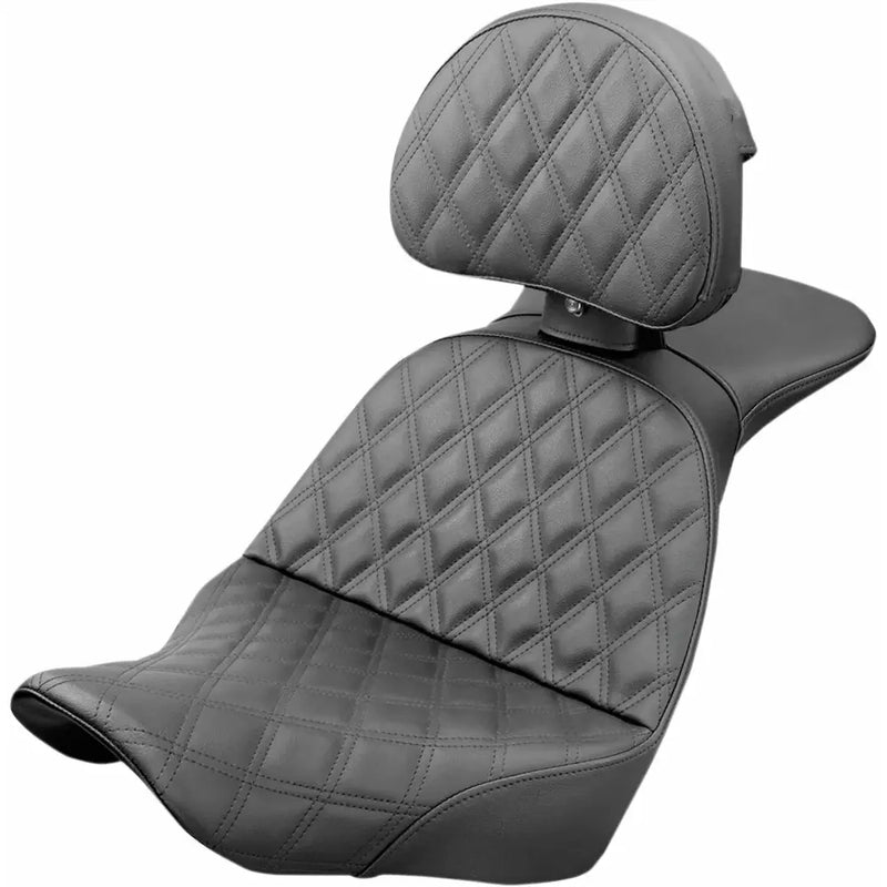 Saddlemen Explorer Touring Motorcycle Seat for Harley 18-24 Softail FXLR /  FXLRS /  FXLRST /  FLSB / Lattice Stitch / With Backrest