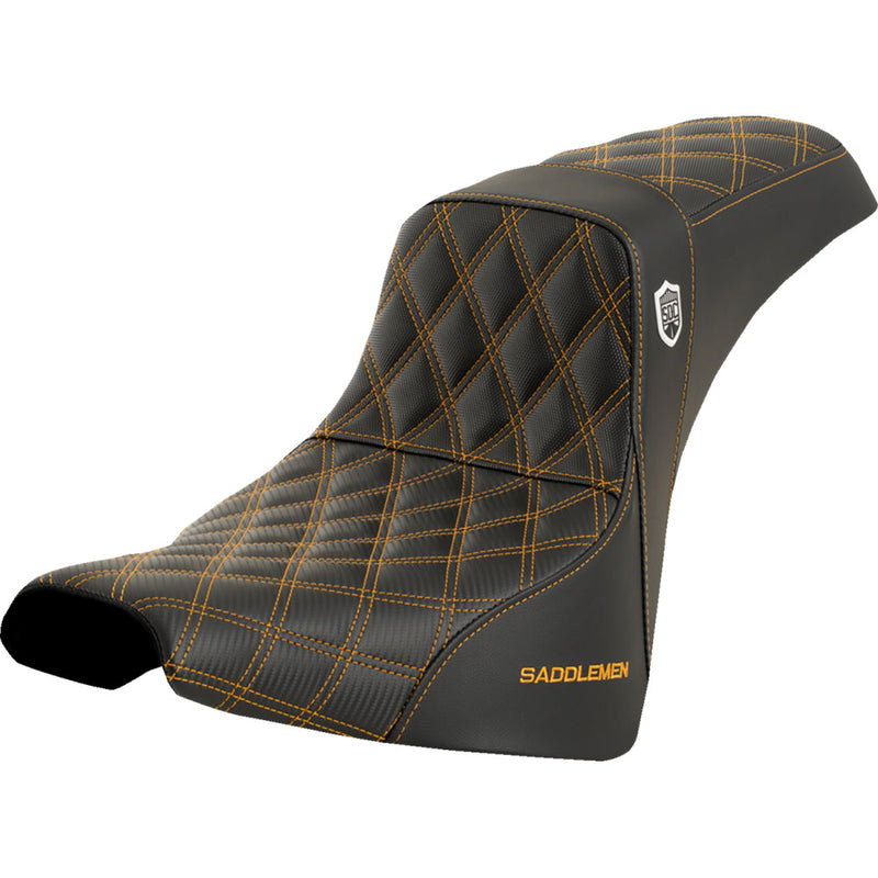 Saddlemen Pro SDC Performance Gripper Lattice Stitch Seat for Harley 18-25 Softail Street Bob / Standard / Without backrest / Black / Gold  - Customhoj